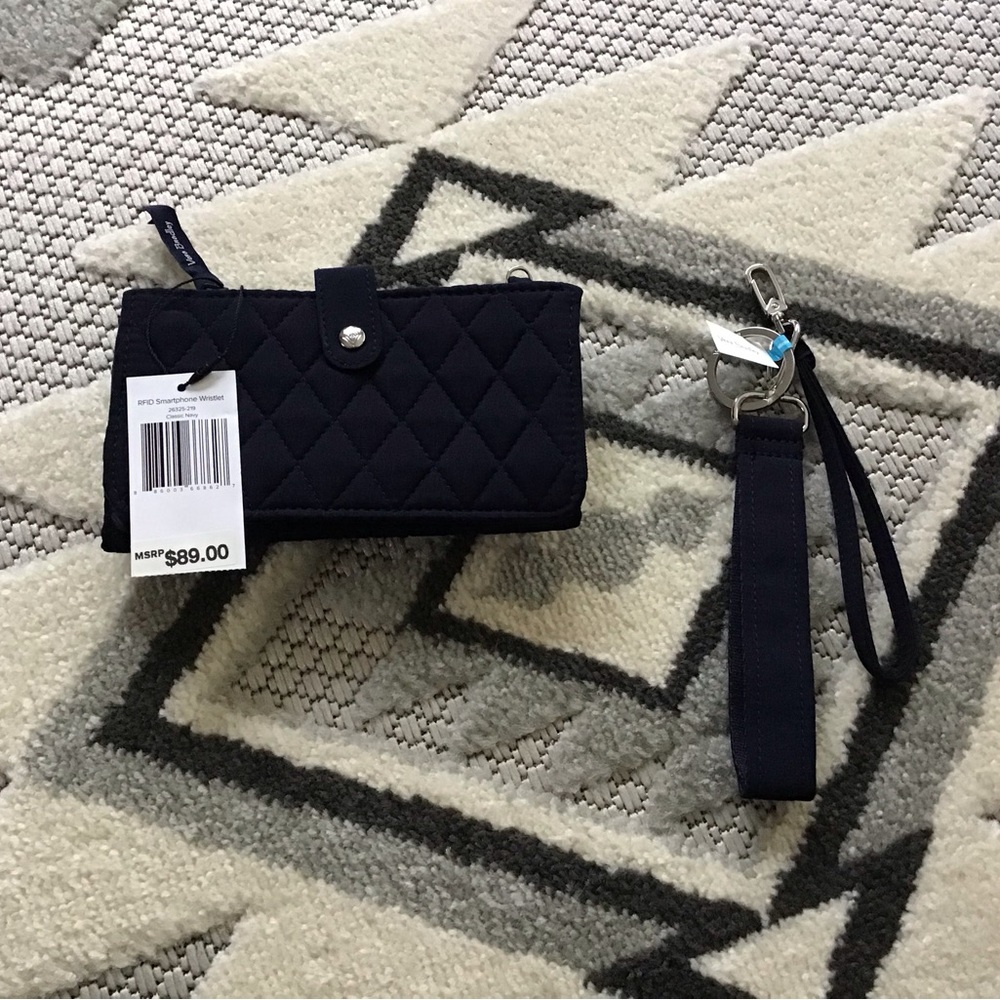 Vera Bradley navy blue Quilted Wristlet